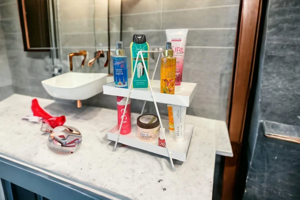 2 Katlı Beyaz Metal Banyo Ve Mutfak Rafı Model 1 - 3