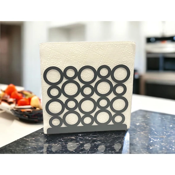 Modern Halka Tasarımıyla Zarif Sofralar: Siyah Renk Metal Peçetelik - 5