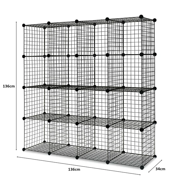 16'lı Tel Küp Çok Amaçlı Organizer Raf Siyah 33cm - 5
