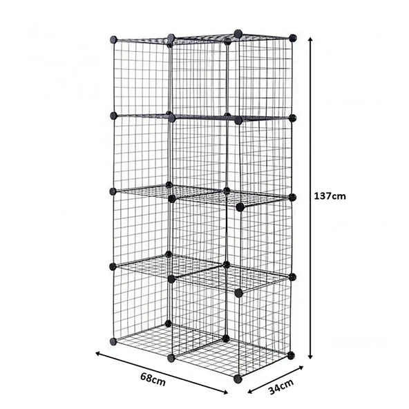 8 Bölmeli Tel Küp Çok Amaçlı Organizer Raf Siyah 33cm Mutfak, Oyuncak, Kiler, Depolama Rafı - 4