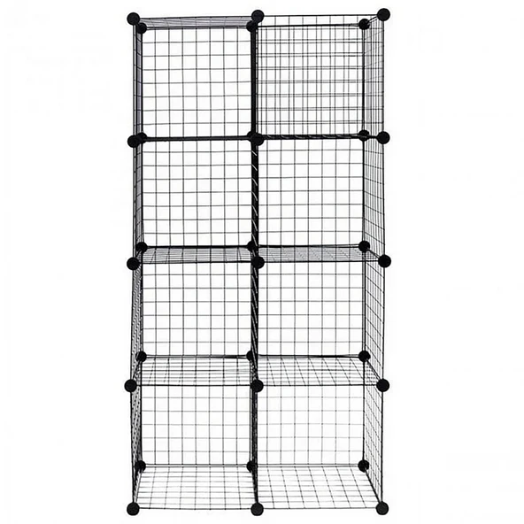 8 Bölmeli Tel Küp Çok Amaçlı Organizer Raf Siyah 33cm Mutfak, Oyuncak, Kiler, Depolama Rafı - 3