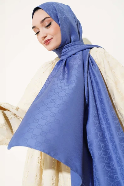 VS Desen Jakar Şal İndigo - Resim 2