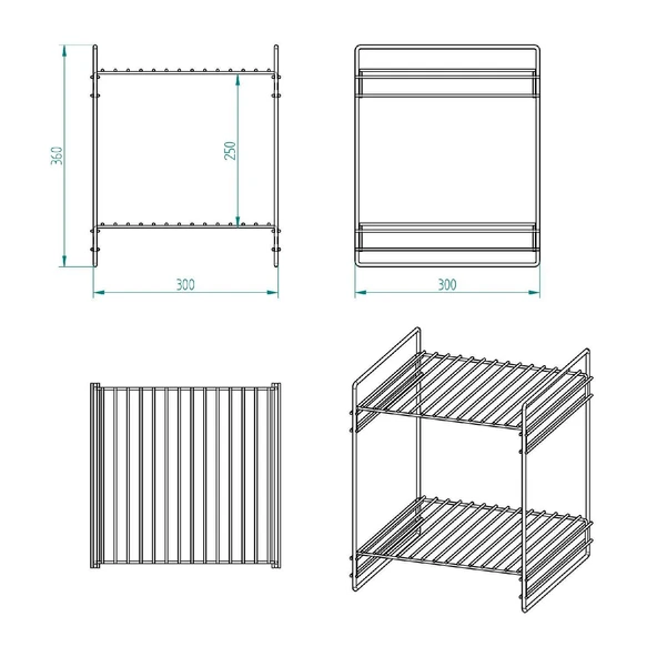 30x30 2 Kat Dekoratif Beyaz Tel Raf Demonte - 5