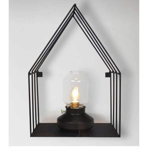 Şık Siyah Metal Duvara Monte Şamdan Dekoratif Mumluğu