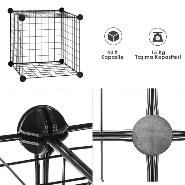 25'li Tel Küp Çok Amaçlı Organizer Raf Siyah 33cm - 5