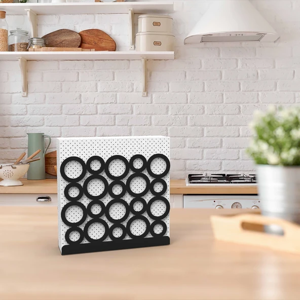 Modern Halka Tasarımıyla Zarif Sofralar: Siyah Renk Metal Peçetelik - 12