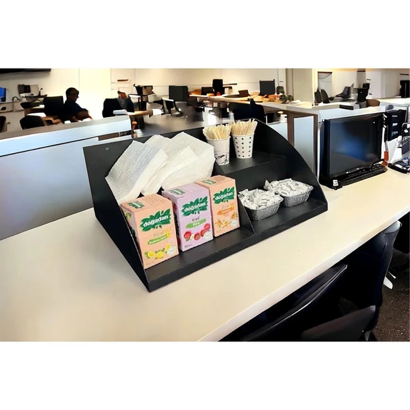 TEZGAHÖNÜ ORGANİZER RAF 50 CM 2 KATLI MODEL SİYAH - 2