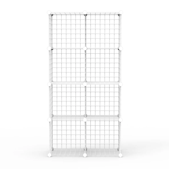 8 Bölmeli Tel Küp Çok Amaçlı Organizer Raf Beyaz 33cm Mutfak, Oyuncak, Kiler, Depolama Rafı - 4