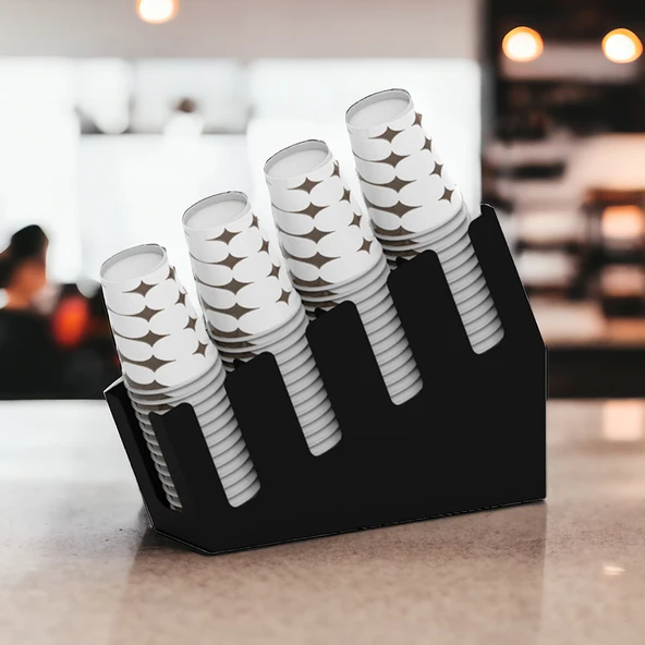 4 Bölmeli Kademeli Karton Bardak Standı Karton Bardaklık - 16 oz Bardak Uyumlu - 7