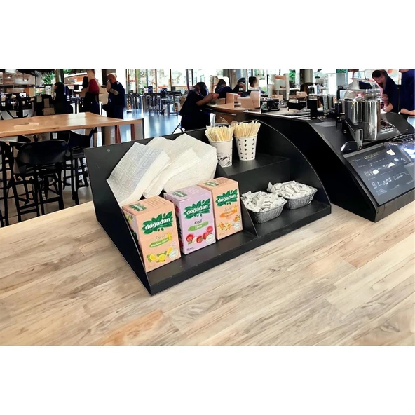 TEZGAHÖNÜ ORGANİZER RAF 50 CM 2 KATLI MODEL SİYAH - 6