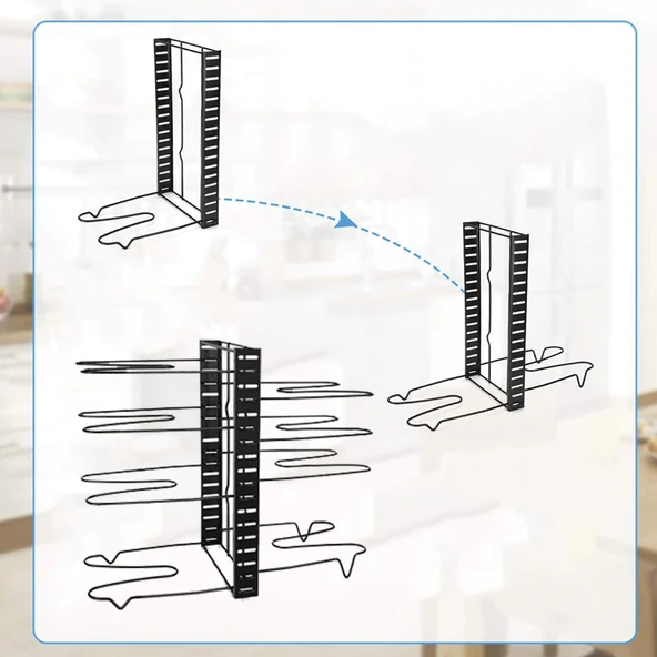 Dolap Için Tencere Ve Tava Düzenleyici Organizer Raf 8 Katlı - 6