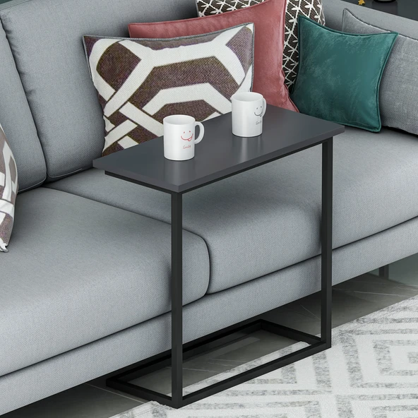 Narin Yan Sehpa, Metal Ayaklı Çok Amaçlı Yan Sehpa Antrasit/Siyah