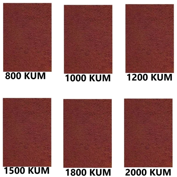 Su Zımparası, Yumuşak Kağıt, Yüksek Kalite 23X28 cm 800,1000,1200,1500,1800,2000 KUM 6 Parça