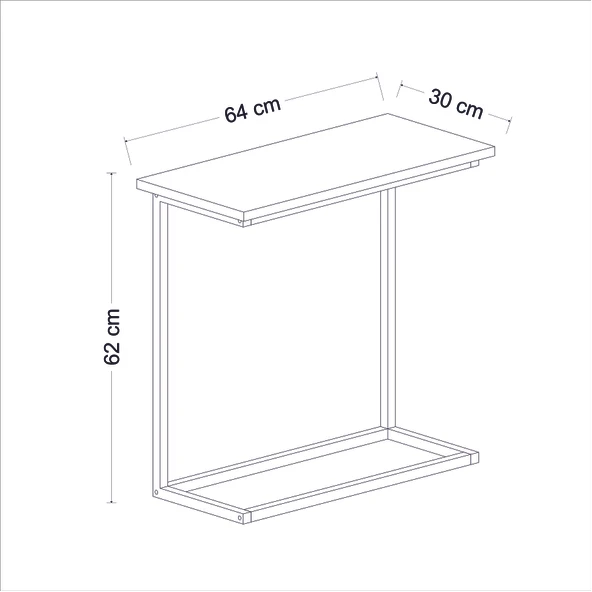 Narin Yan Sehpa, Metal Ayaklı Çok Amaçlı Yan Sehpa Antrasit/Siyah - 6