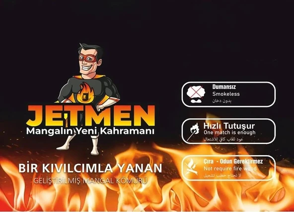 Jetmen MegaStar PRO Geliştirilmiş Mangal Kömürü 12 kg [6 Paket] - 4