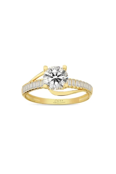 Sevgililer Günü Altın Tektaş Yüzük ürün görseli 1