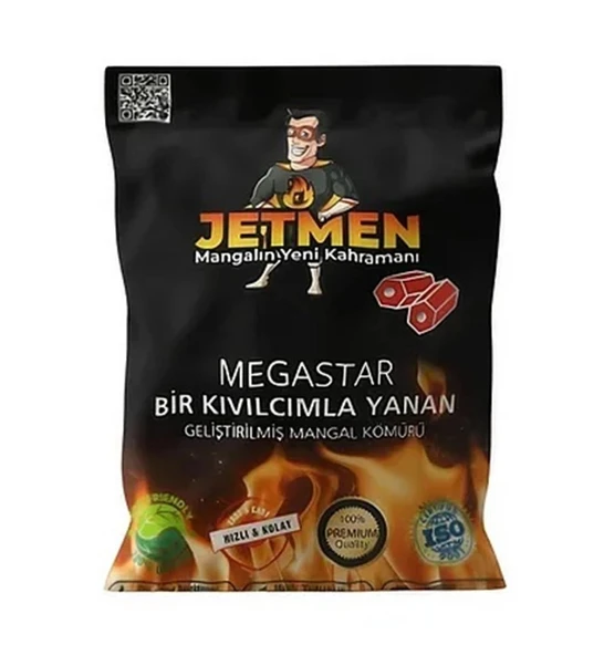 Jetmen MegaStar PRO Geliştirilmiş Mangal Kömürü 2 kg