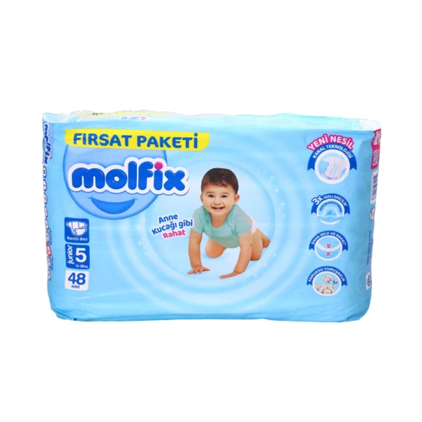 MOLFİX Bebek Bezi 5 Beden Junior Dev Ekonomik Paket 48 Adet