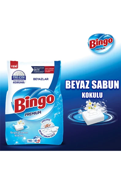 BİNGO Premium Toz Çamaşır Deterjanı 7 Kg Beyaz 2'li - 5