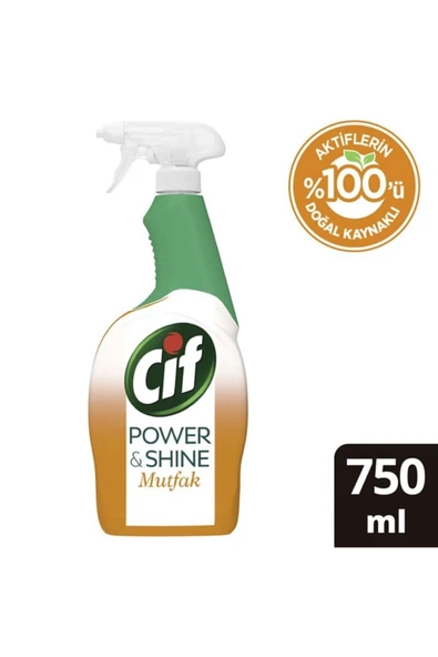 CİF Power & Shine Sprey Temizleyici Mutfak Yağ Çözücü 750 ml - Resim 2
