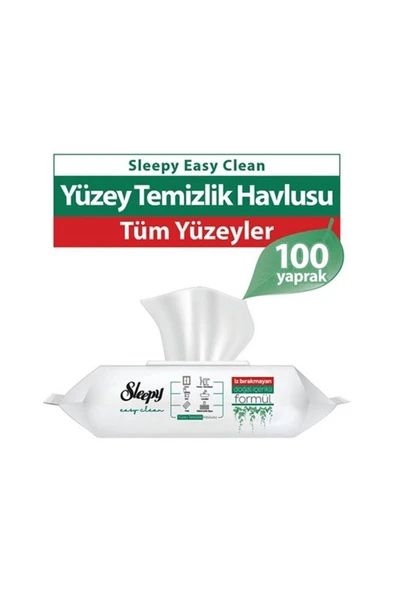 SLEEPY Easy Clean Parabensiz Yüzey Temizlik Havlusu Beyaz Sabun Kokusu 100 Yaprak