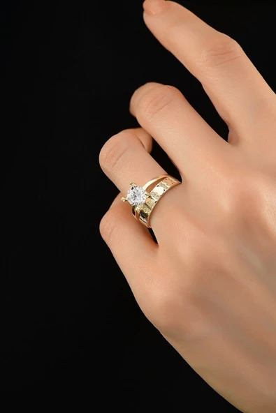 Kalpli Tektaş Alyans Altın Yüzük Alyansyzk01 14yeni0016 - Resim 4