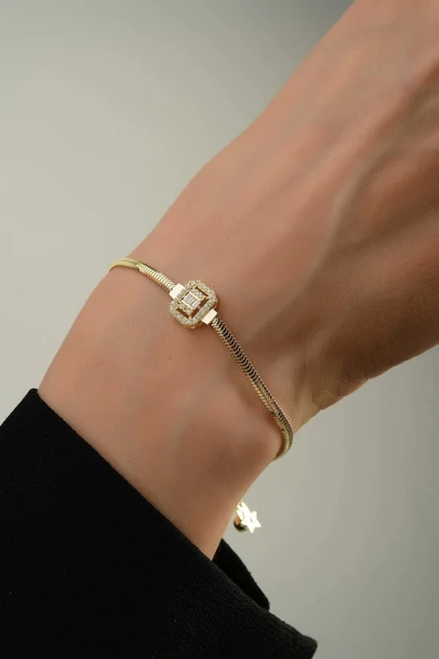 Balık Sırtı Italyan Baget Altın Bileklik - Resim 4