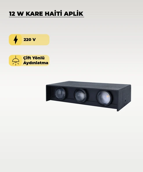 Haiti Led Aplik Siyah Kasa 2200K Amber Işık