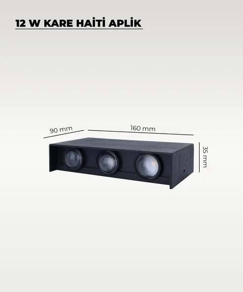 Haiti Led Aplik Siyah Kasa 2200K Amber Işık - 2