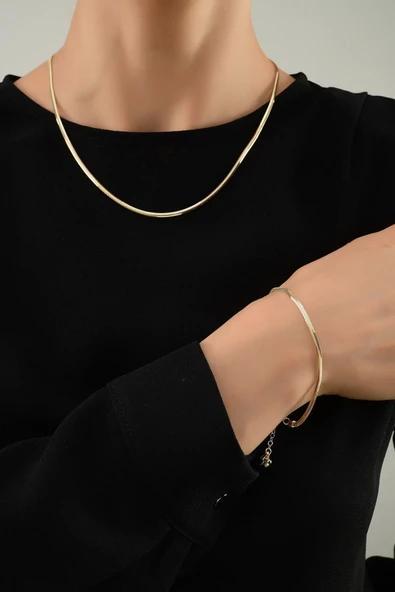 Italyan Balık Sırtı Altın Kolye - Resim 5