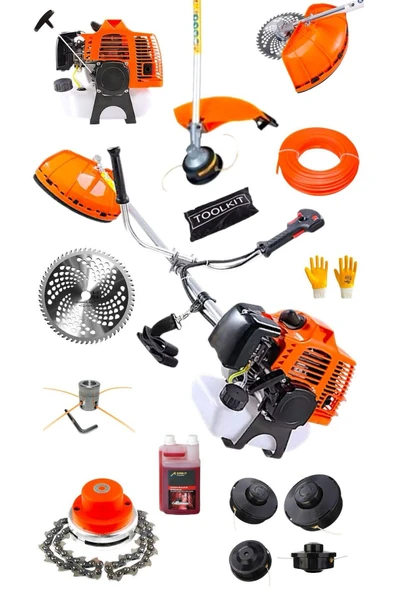 Profesyonel Benzinli Ot Çalı Çim Biçme Makinası Yan Tırpan Full Başlık