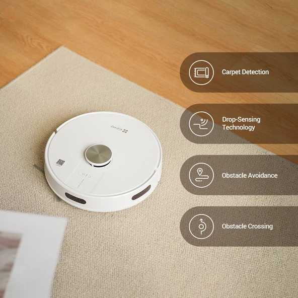 EZVIZ RE4 Plus Akıllı ve Paspaslı Robot Süpürge  Otomatik Çöp Boşaltma ve Şarj, Halı Algılama - 8