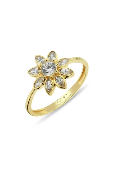 Çiçek Tektaş Altın Yüzük Zy0233 14yeni0066 ürün görseli 1