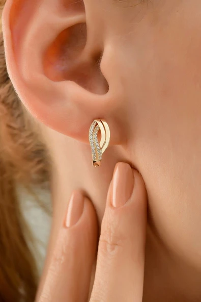 Kadın Sarı Altın Küpe Zküpe007 14yenikp0010 - 3