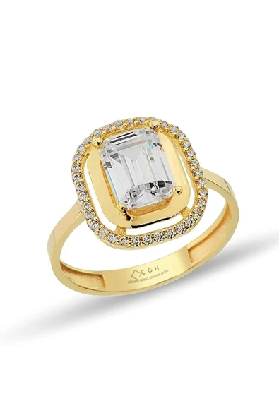 Aynalı Baget Altın Yüzük 14yeni0094 - 2