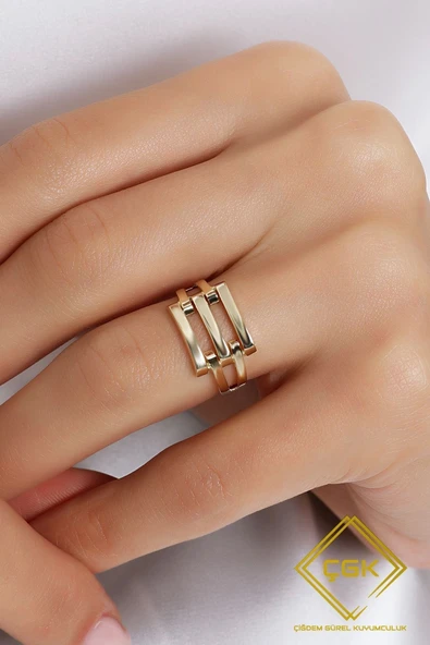 3 Sıra Kaburga Altın Yüzük - Resim 2