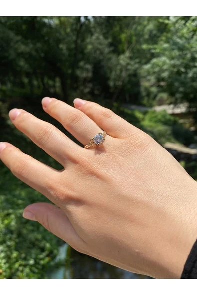 Sonsuzluk Tektaş Altın Yüzük 14yeni0111 - Resim 2