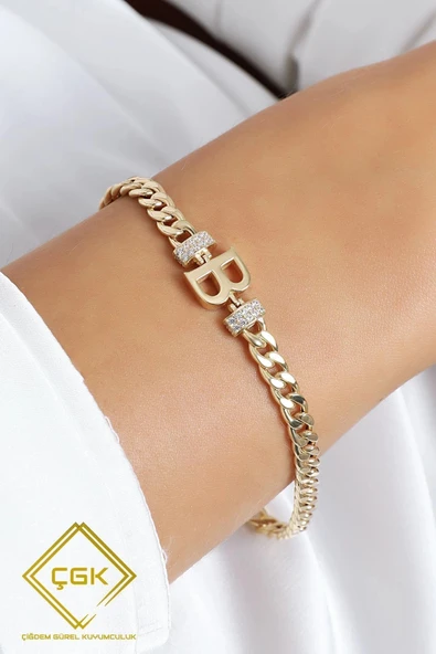 B Harfi Gurmet Altın Bileklik