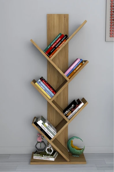 Tree Dekoratif Kitaplık Çam