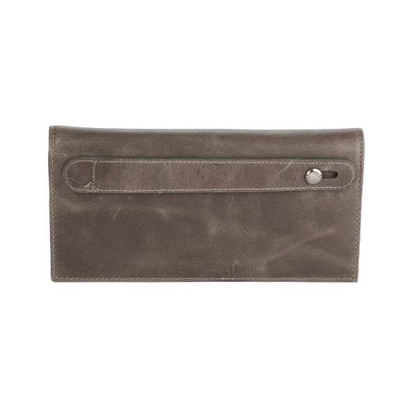 Karalı Hakiki Deri Unisex Portföy Gri BC424-8 - 3