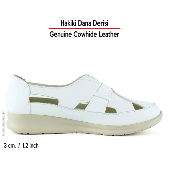 Erkan Saçmacı Aida Beyaz Hakiki Dana Derisi Kesik Detaylı Lastikli Slip-On Günlük Ayakkabı - 2