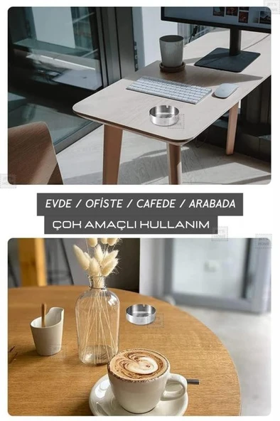 5’li Set Küllük 8 cm Paslanmaz Çelik Kül Tablası Sigara Küllüğü - 2