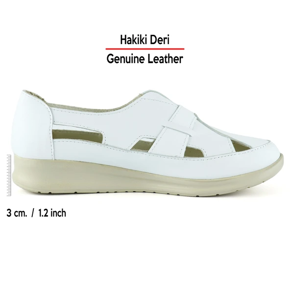 Erkan Saçmacı Aida Beyaz Hakiki Deri Kesik Detaylı Lastikli Slip-On Günlük Ayakkabı - 2