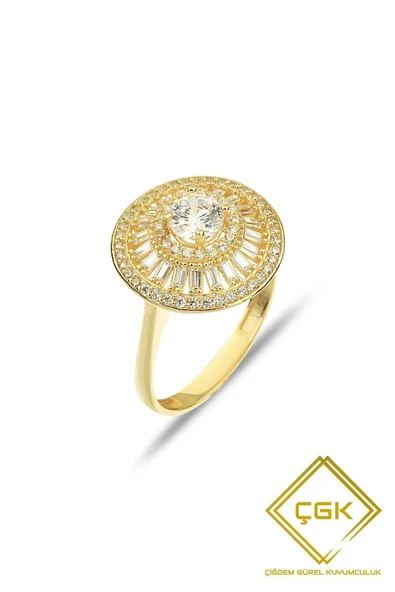 14 Ayar Taşlı Tektaş Altın Yüzük - Resim 2