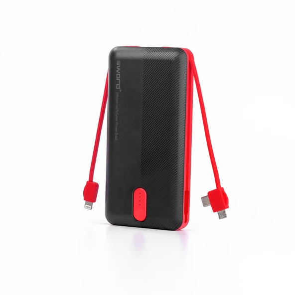 SWORD 20.000mAh Kendinden Kablolu Hızlı Güvenli Şarj Taşınabilir Powerbank iPhone,Android Uyumlu SW-20PO3