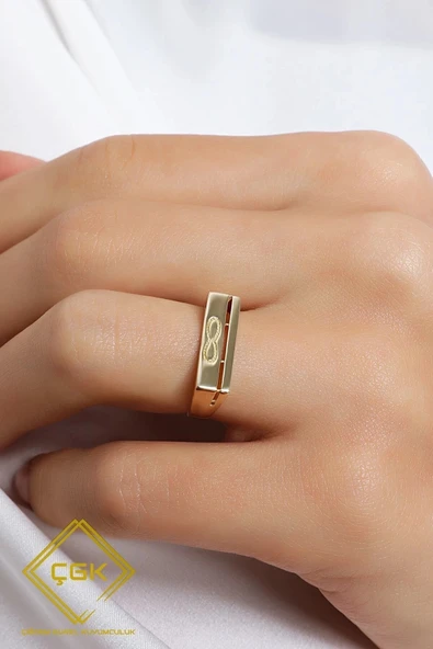 14 Ayar Sonsuzluk Desenli Altın Yüzük - Resim 2