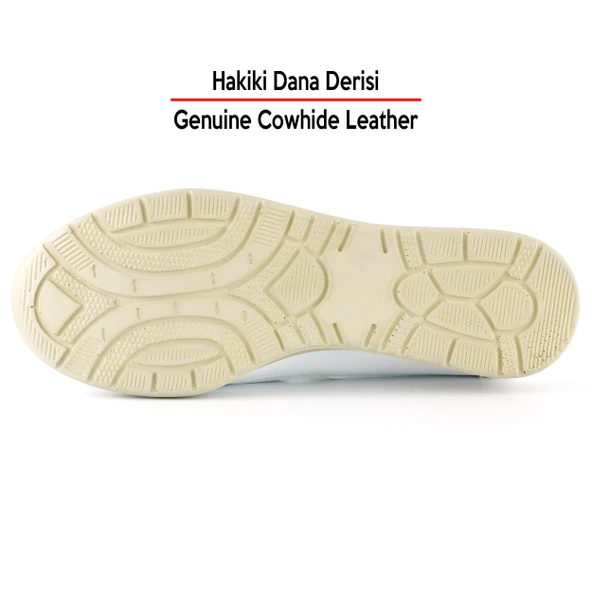 Erkan Saçmacı Aida Beyaz Hakiki Dana Derisi Kesik Detaylı Lastikli Slip-On Günlük Ayakkabı - 4
