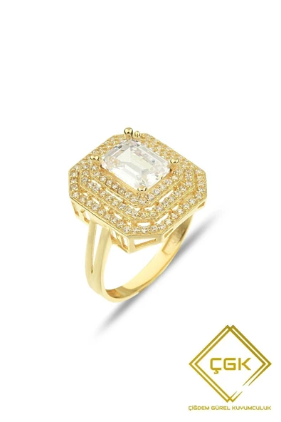 14 Ayar Baget Taşlı Altın Yüzük - Resim 2