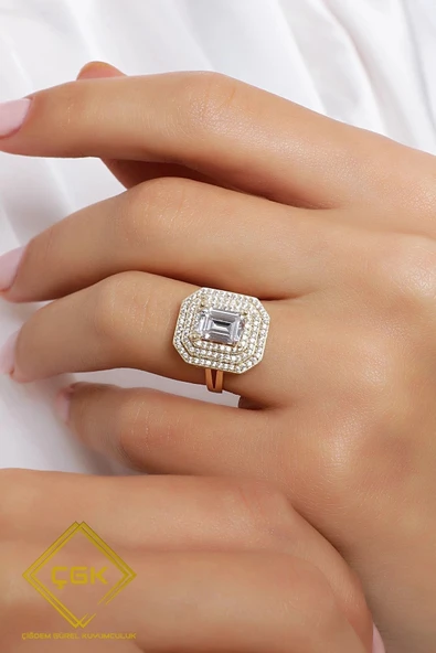 14 Ayar Baget Taşlı Altın Yüzük ürün görseli 1