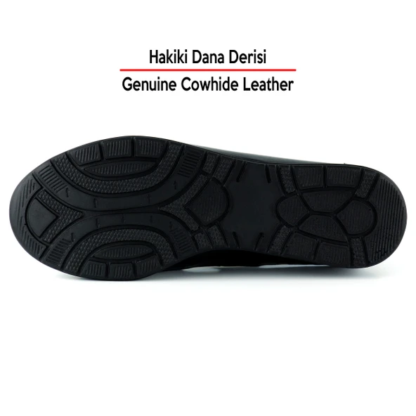 Erkan Saçmacı Aida Siyah Hakiki Dana Derisi Kesik Detaylı Lastikli Slip-On Günlük Ayakkabı - 4